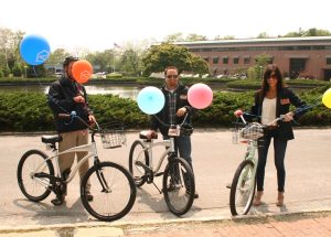 Matt K & Danielle Lam trying out the new bikes at the summer barbecue!