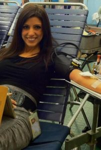 Danielle Lam donating blood