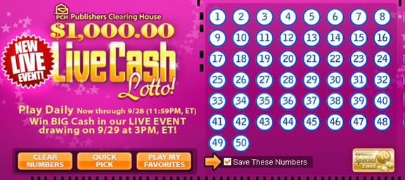 Live Cash Lotto Event