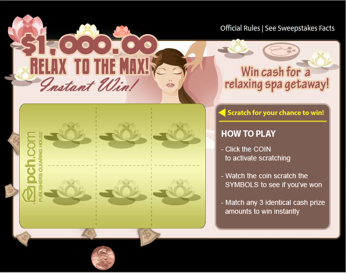 Relax to the Max Instant Win PCH Scratch Card