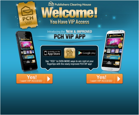 PCH Vip App Welcome