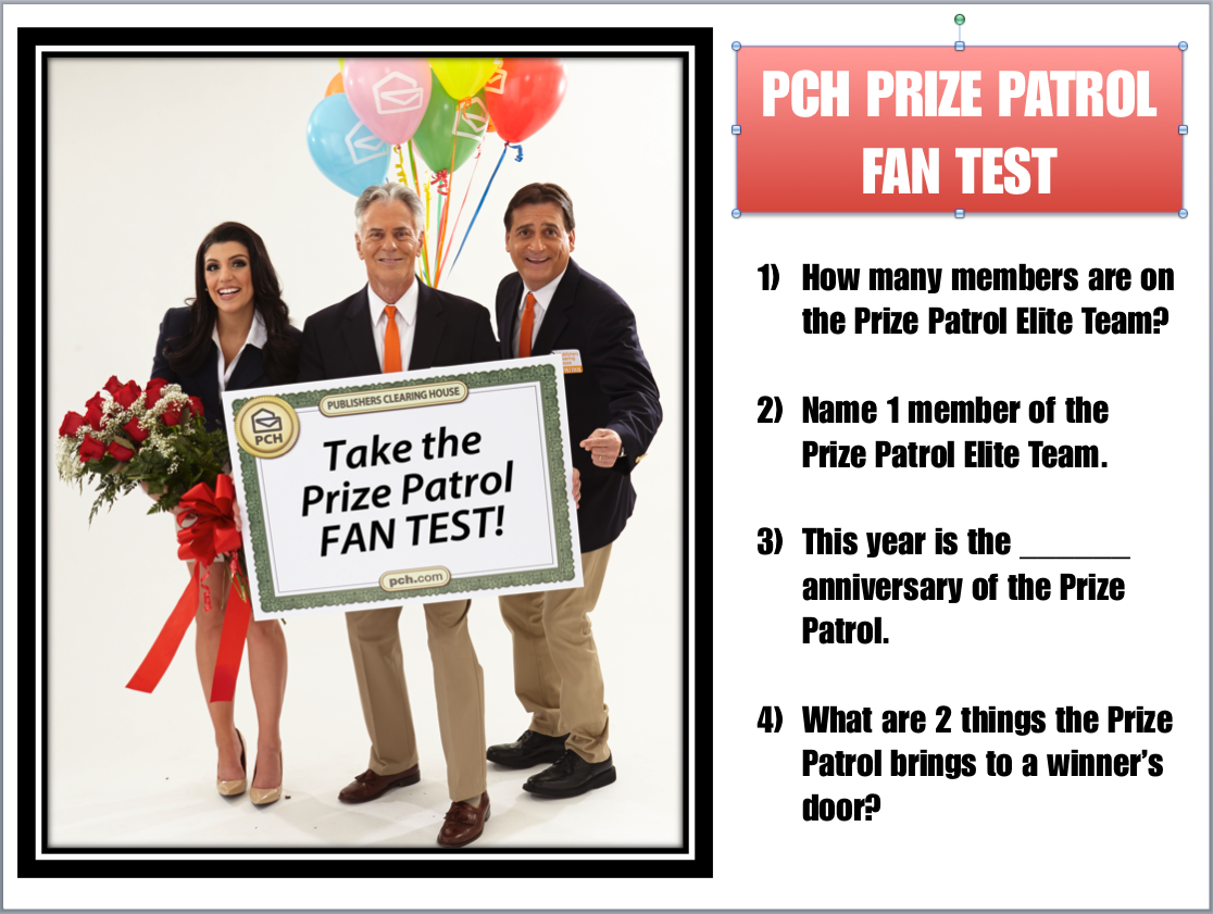 Prize Patrol Fan Test