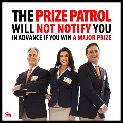 Prize Patrol does not notify winners in advance