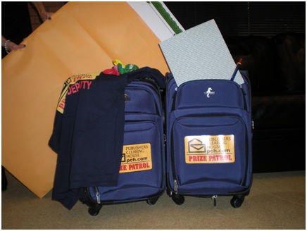 Prize Patrol luggage at airport