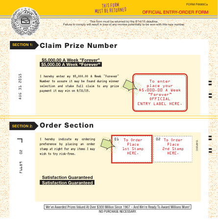 Winning Number Notification Plan Entry-Order Form