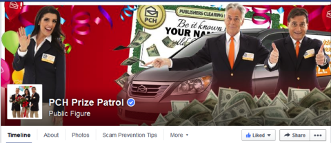 PCH Prize Patrol Fan page on Facebook