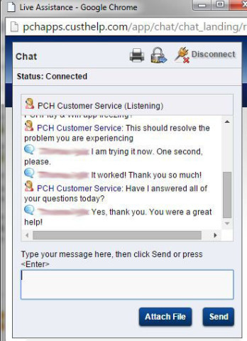 PCH Customer Service Live Chat