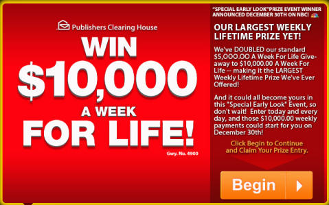 enter to win $10,000 a week for life
