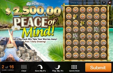 PCH lotto $2,500 Peace Of Mind