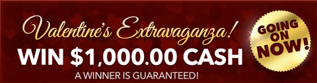 Valentine’s Extravaganza cash prize promo banner