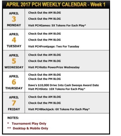 PCH April 2017 Schedule – Week 1