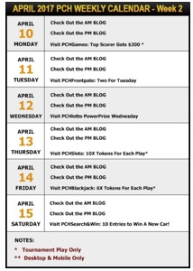 PCH April 2017 Schedule – Week 2