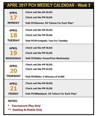 PCH April 2017 Schedule – Week 3