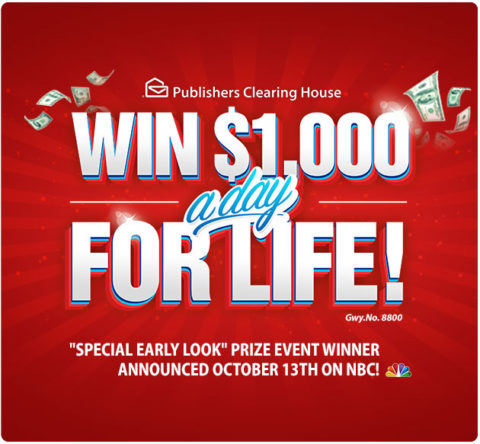 Win $1,000 A Day For Life From PCH Sweepstakes!