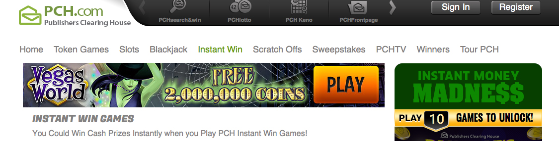 PCH Instant Win games