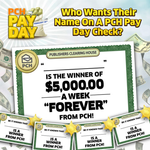 PCH Big Check Asks: Who Wants Their Name On A PCH Pay Day Check?