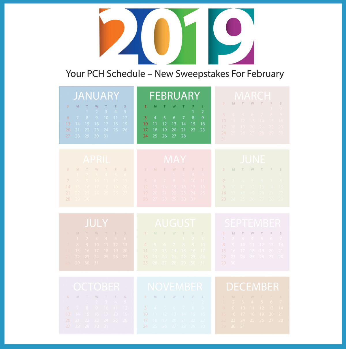 Your PCH Schedule – New Sweepstakes For February