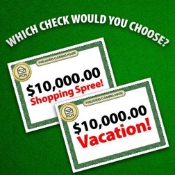 Which Big Check Would You Choose — Shopping Spree or Vacation?