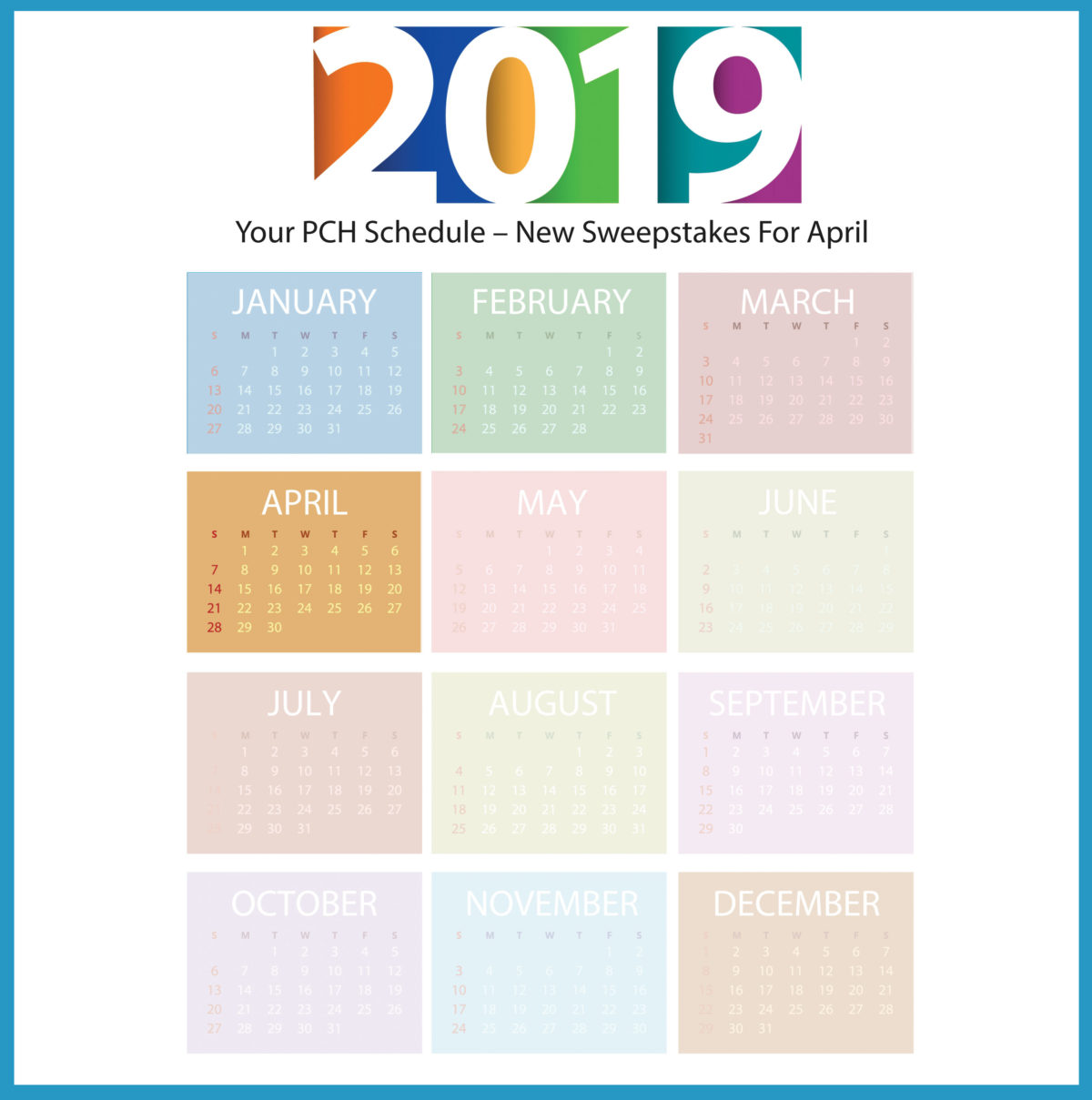 Your PCH Schedule – New Sweepstakes For April