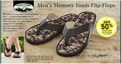 camo memory foam flip flops