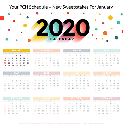 YOUR PCH SCHEDULE – NEW SWEEPSTAKES TO ENTER FOR JANUARY