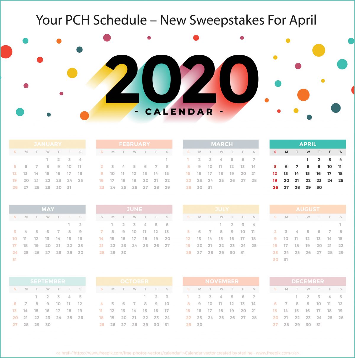 YOUR PCH SCHEDULE – NEW SWEEPSTAKES TO ENTER FOR APRIL