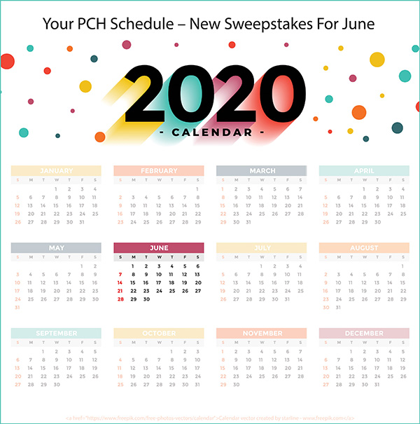 YOUR PCH SCHEDULE – NEW SWEEPSTAKES TO ENTER FOR JUNE