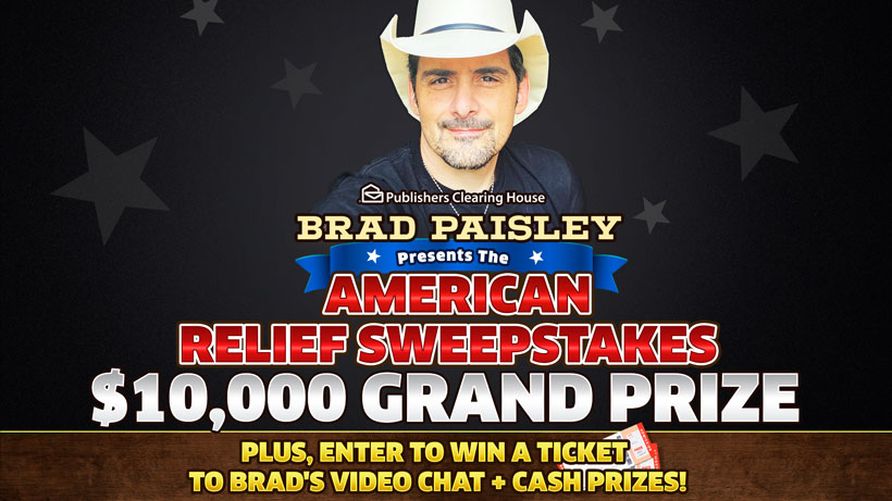 Did You Enter to Win the Brad Paisley American Relief Sweepstakes from PCH?