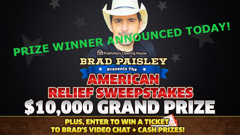 Who Will Win the PCH Brad Paisley American Relief Sweepstakes?