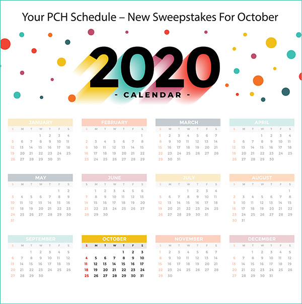 YOUR PCH SCHEDULE – NEW SWEEPSTAKES TO ENTER FOR OCTOBER