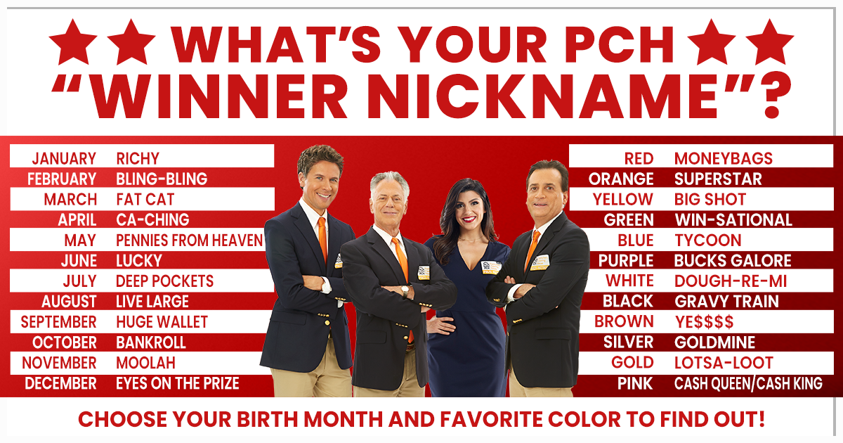 What’s Your PCH “Winner Nickname”? Play This Fun Game!