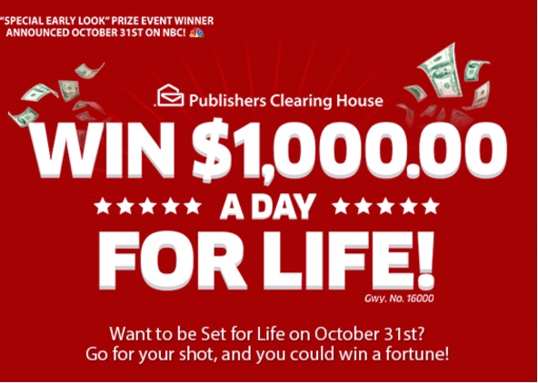 $1,000.00 A Day For Life — LAST DAY To Enter!