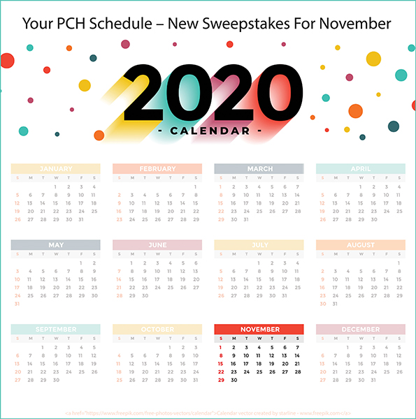 YOUR PCH SCHEDULE – NEW SWEEPSTAKES TO ENTER FOR NOVEMBER